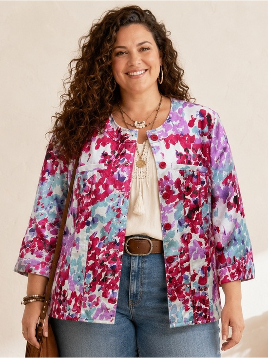 Cato Jackets & Blazers - Cato Multicolor Floral Print Blazer - Pink, Purple, Aqua Size 18/20W